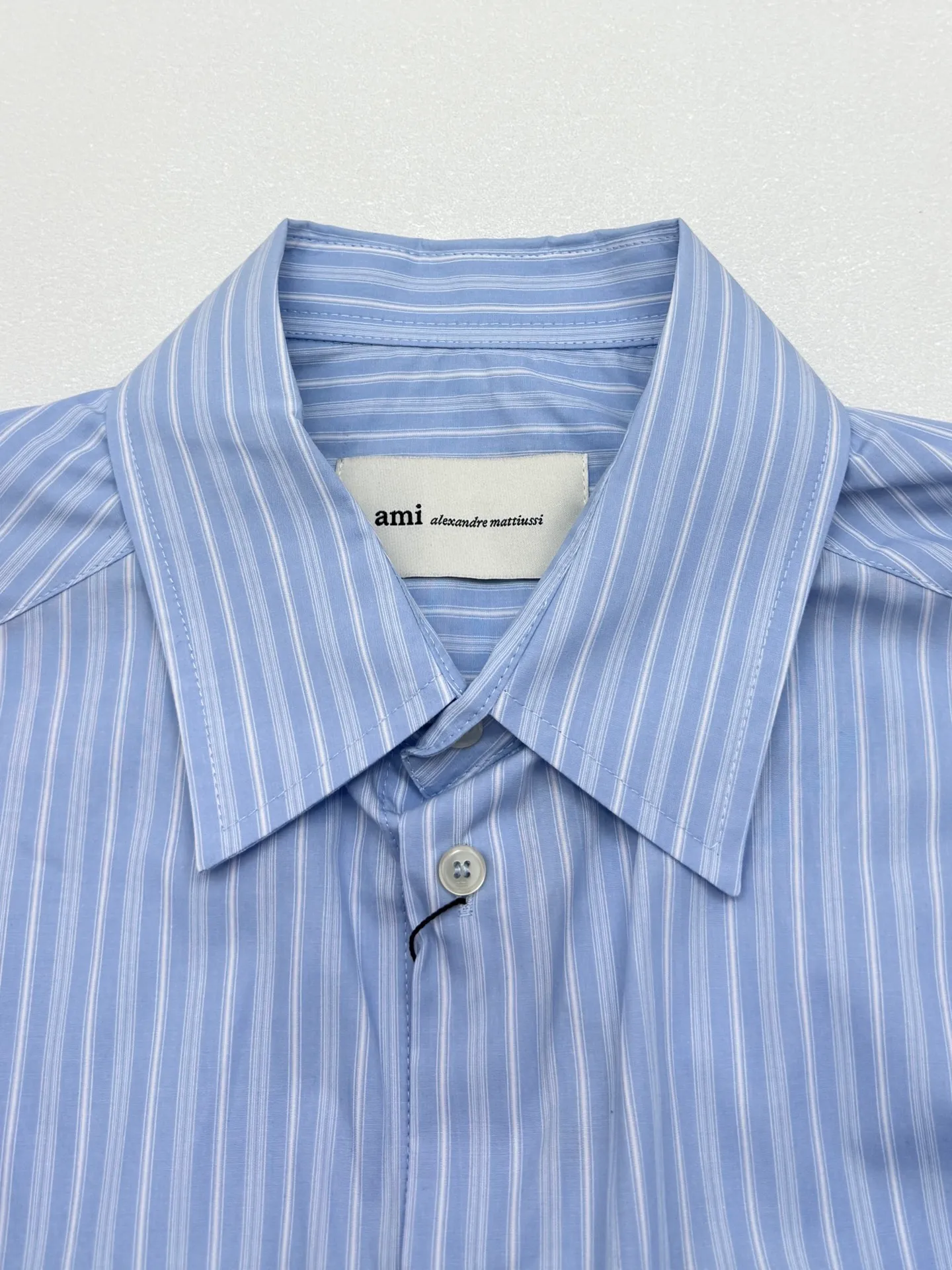Ami heart striped left chest pocket long-sleeved shirt S/M/L/XL